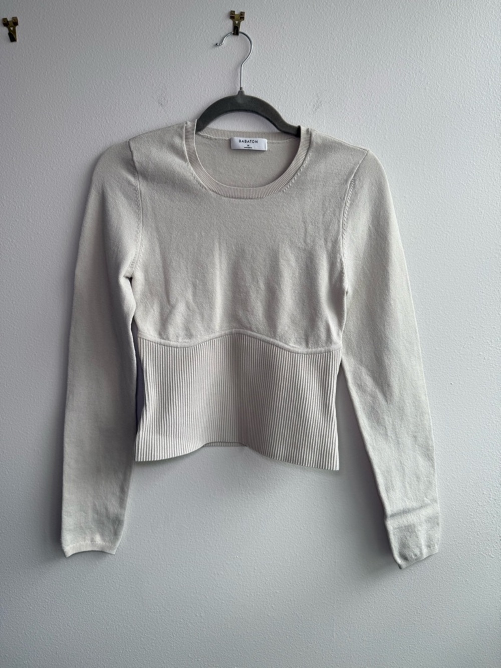 Aritzia Babaton ivory Empire sculpt king Long-Sleeve Top
